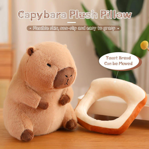 Cute 12 Inch Capybara Plush Doll with Bread Stuffed Animal for Kids Adults
