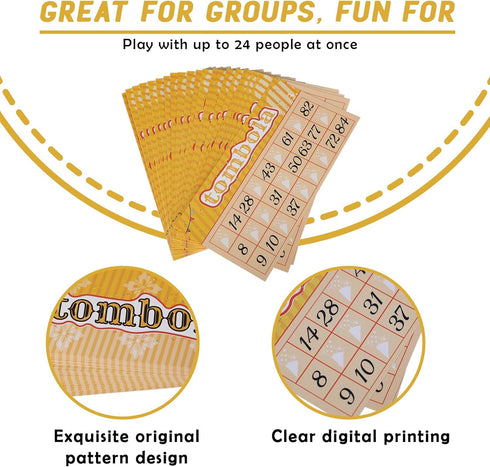 Vintage Tombola Bingo Game - Russian Lotto with Numbers 1-90 for Lottery, for up to 24 Players
