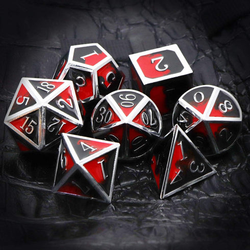Haxtec DND Metal Dice Set - Red and Black Metal DND Dice for Dungeons and Dragons RPG Games - Vampire