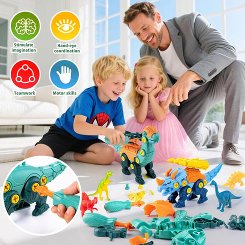 BETLYS 3 4 5 6 7 8 Dinosaur Toys for Year Old Boys, Take Apart Dinosaur Toys for Kids STEM Educational Construction