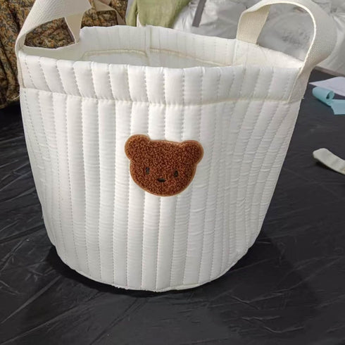 NIOMICO 9.45x7.09in Teddy Bear Diaper Bag Small Soft Polyester Cotton Cute Storage Bins with Handle Portable Bear