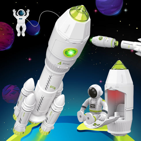 MOBIUS Toys Space Adventure Playset - STEM Rocket Ship with Astronaut Figures,