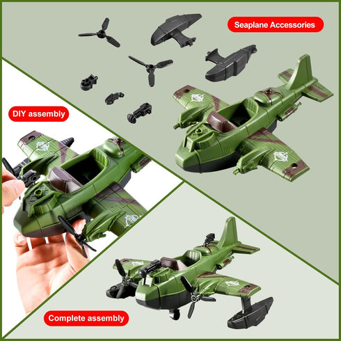 HOSPONY 58-in-1 4-7 6-8 8-12, Army Men Toys for Boys Military Truck/Helicopter/Kayak Boat/Motorcycle/Army Men Action