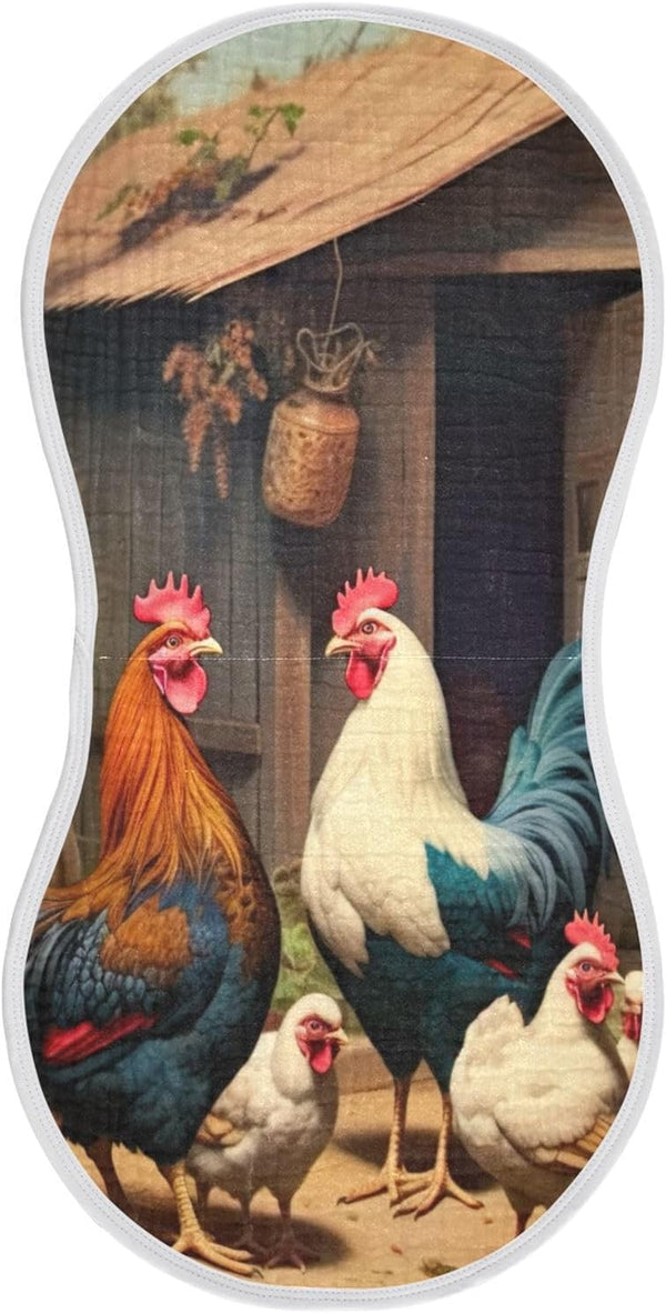 GOODOLD Farm Chicken House Muslin Baby Burp Cloths - Super Absorbent and Soft