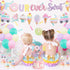 Four Ever Sweet Ice Cream Donut Party Decorations | Banner, Cake, Cupcake Toppers, Macaron, Balloons for Kids' Party