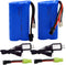 Blomiky 2 Pack H101 7.4V 2S 15C 1500mAh Battery with SM 2P Plug and USB Charger Cable for H101 Remote Control RC Boat