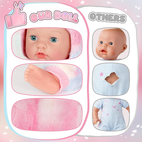 17Inch 3+, Baby Doll - Realistic Cute Soft Body Baby Doll Real Life Reborn Silicone Baby Dolls with Bottles & Pacifier