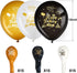 45 Pieces 12 Inch Happy Birthday Balloons, Black Gold White Latex Balloons for Birthday Anniversary Party Decoration