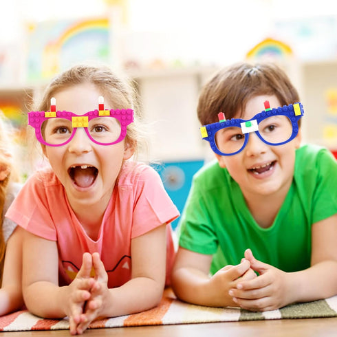 Hooqict 9 Pcs DIY Building Blocks Glasses, Creative Building Block Party Supplies for Kids Birthday Party Favors