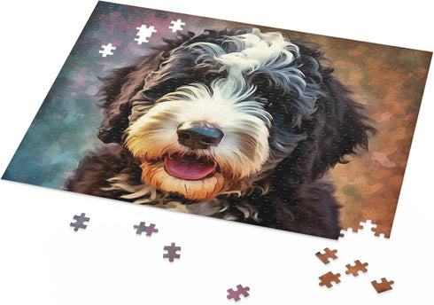 Animal Wooden Puzzles - Bernedoodle 1000 Pieces - Adult Jigsaw Puzzles for Stress Reduction and Learning