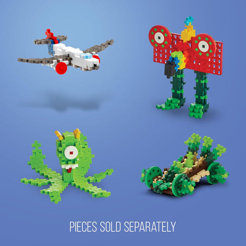PLUS PLUS Accessory Pack, Red & Yellow - 2 Baseplates, 8 Wheels, Construction Building STEM Toy for Kids
