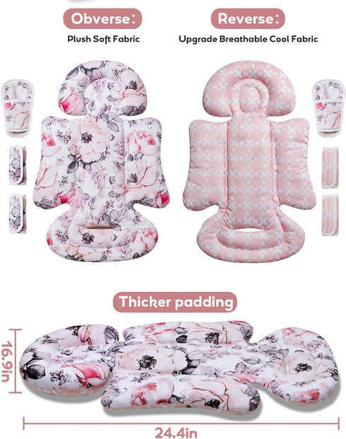 3 2-in-1 BOMOLOUR Infant Car Seat Insert, Enlarged Head Support for Baby Carseat, Reversible Newborn Insert with Strap