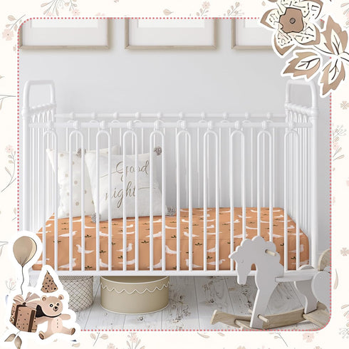 4 Pack Set 52'' 28" Peryiter Crib Sheets for Baby Brown Silly Goose Soft Baby Bed Sheet x Nursery Crib Sheets