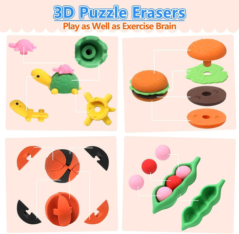 150 Pack Animal Erasers for Kids, Bulk Pull Apart Erasers, 3D Puzzle Erasers for Classroom Rewards
