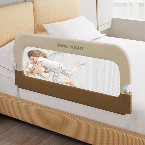 Bed Guard Rail for Toddlers - 47" Adjustable Heights & Folding up