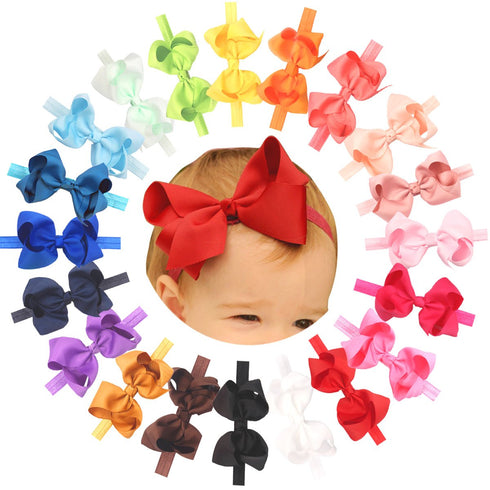 CÉLLOT Baby Girls Headbands, Grosgrain Ribbon Big Bow Hair Bands, 4.5" Pack of 20