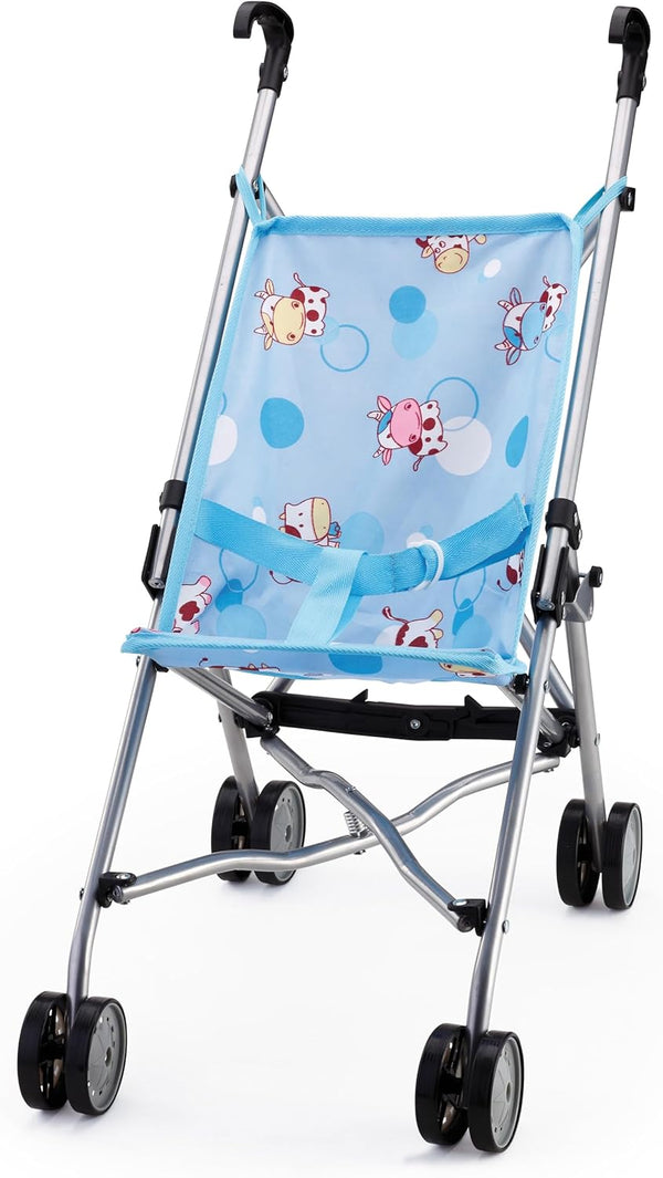 Bayer Baby Umbrella Stroller for Dolls - Blue Cow Print, 18 in