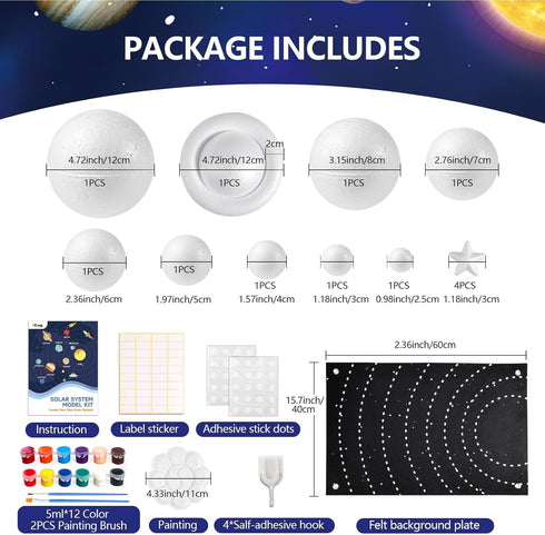 Pllieay Solar System Model Kit for School Science Projects, DIY Felt Backdrop Solar System Project Kit Includes Felt