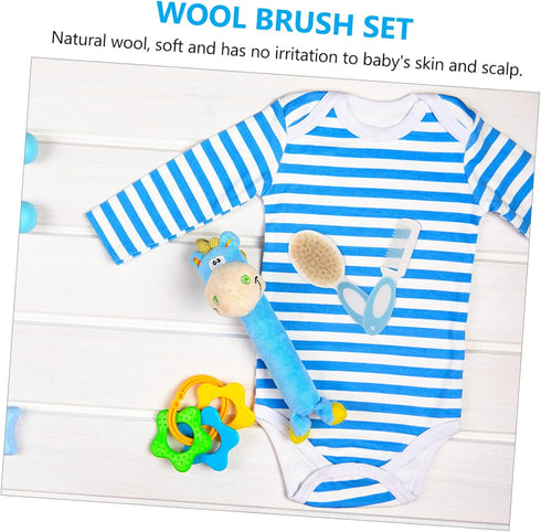 Set Baby Shampoo Brush Hair Accessories for Newborns Toddlers Gentle Wool Bristles