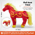 Set 2026 Set 100% 0-24 FoxE Year of the Horse Gift Born in - Bib, Beanie & Plush Toy Gift - with Chinese New Year Red