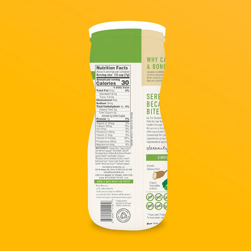 Serenity Kids 6+ Months Grain Free Puffs Toddler & Baby Snack, No Added Sugar, Gluten & Rice Free, Organic Cassava,