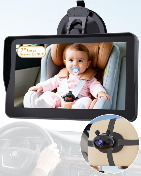 Wkzay 7-Inch Car Camera for Baby: AHD 1080P Display with Real-Time Monitoring -