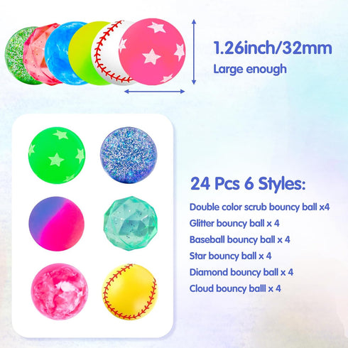 Bouncy Balls for Kids Assorted Bouncy Balls Toys for Kids Party Favors Birthdays Party Favors, Classroom Prizes by Ohanniewa