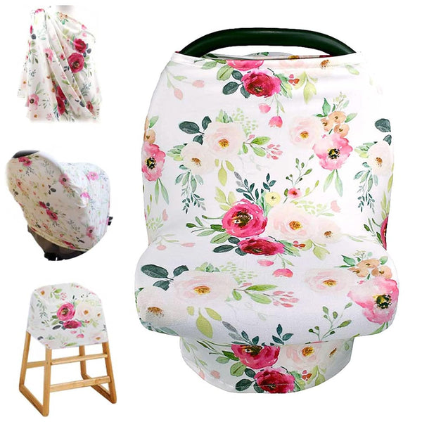 Stretchy Baby Car Seat Cover for Boys and Girls - Multiuse Nursing Covers, Shopping Cart/High Chair/Stroller Canopies