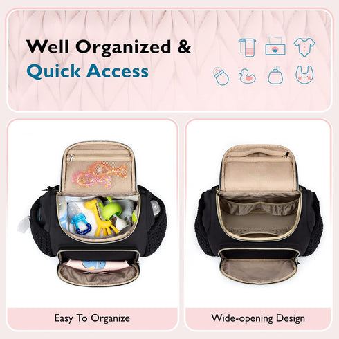 mommore Small Diaper Bag, Stylish Baby Backpack with Insulated Pockets, Changing Pad, and Stroller Straps