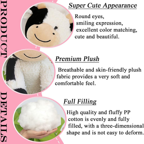 9" Cow Stuffed Animals Plush, Soft Stuffed Cow Toy for Kids Girls Boys