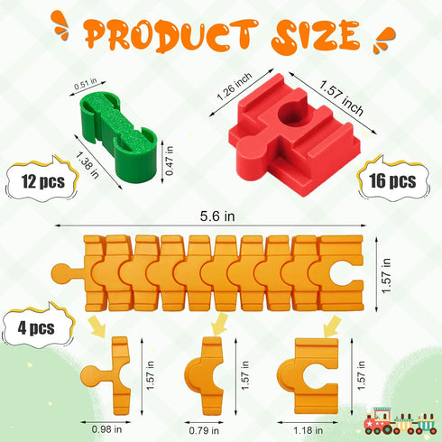 Set, 64 Pack 3+ Wooden Train Track Accessories pcs Train Track Connector, Compatible with All Major Brands Tracks