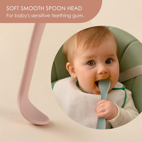 6-Piece Silicone Feeding Spoons for Baby and Infant, Soft-Tip Training Spoon, Dishwasher Safe Utensils