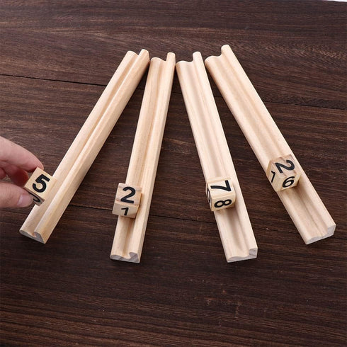 8 Pack Tray,7.48x0.9x0.7inch, Vctitil Wooden Domino Trays,Domino Racks,Wooden Scrabble Tile Holder,Word for Mexican