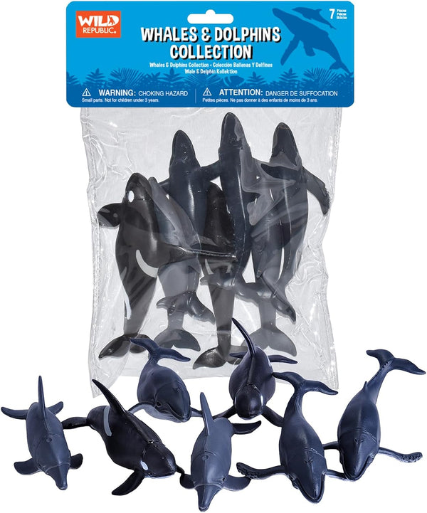 Wild Republic 83783 Polybag Whales and Dolphins, Humpback Whale, Orca, Dolphins, Kids