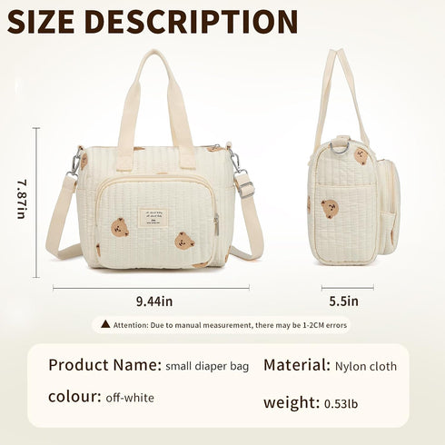 Fwkekye 5 Small Diaper Bag Tote, Crossbody Diaper Bag Mini Purse with Pockets, Travel Baby Bag for boys & Girls, Off