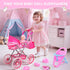 Set 11'' 24 Playset 3-5 4-6 DRAMATION Unicorn Baby Doll Stroller with Baby Doll, Foldable Doll Stroller, Playpen