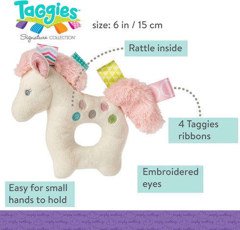 6-Inches Taggies Embroidered Soft Ring Rattle, Painted Pony