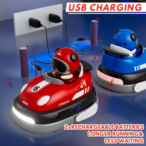 2-Player 2-5 Set 360 Battle rc Car Toddler Boys Labour Day Toy | Cartoon Remote Control Bumper Cars with Light & Sound