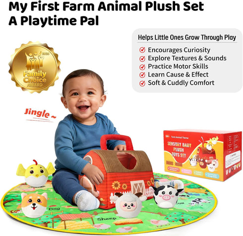1 2 3 4 5 Playset 6 13 Farm Animal Toys for Year Old Toddlers Plush Farm House with Barn, Soft Farm Animals & Large