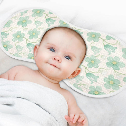decor gift 4 Pack 22x11in Cotton Newborns Burp Cloths Easy Care Mint Green Flowers Baby Rags for Unisex Babies