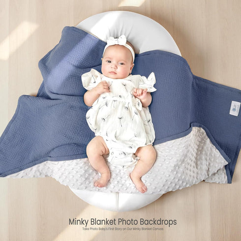 2Pack 30"x40"(NavyBlue) lulumoon Baby Blankets for Newborn Unisex: Thermal Minky Dotted Backing - Muslin Receiving
