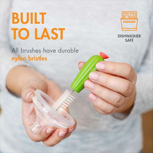 4 Count Boon Cacti Replacement Baby Bottle Brushes - Includes Bottle Cleaner Brush, Straw Cleaner Brush, Nipple Brush