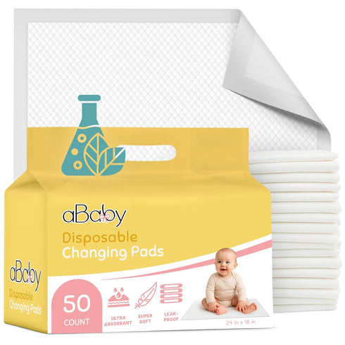 ABABY REFRESH Disposable Changing Pads for Baby (50 Pack) Super Soft and Ultra Absorbent