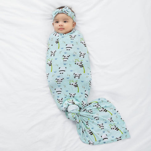 Set, Baby Swaddle Blanket - Large Premium Knit - Infant Swaddling Wrap, Receiving Blanket and Headband Baby Shower