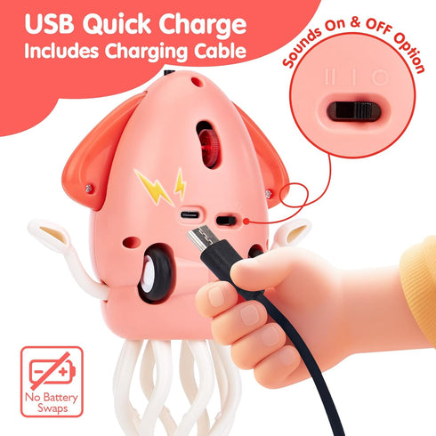 Tummy 1 hahaland Time Toys, Dancing Squid Toy Musical Moving Crawling Baby Toys Developmental Funny Gifts for Babies
