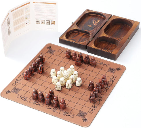 Hnefatafl Viking Chess Set Traditional Two-Player Strategy Board Game for Outdoor Adult/Child Travel