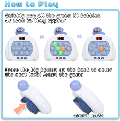 12 3-12 Quick Push Pop Fidget Toys for Kids & Adults, Game Modes Upgraded Light Up Fast Push Bubble Handheld Toy
