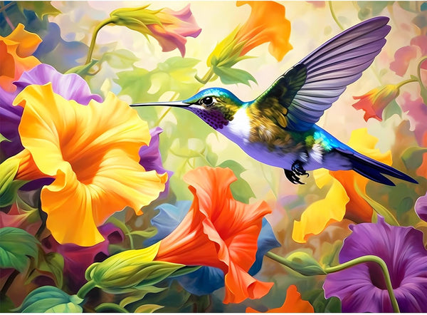 500 Piece Jigsaw Puzzle, Flower Hummingbird Puzzle for Adults, Birthday Party Fun for Family and Kids