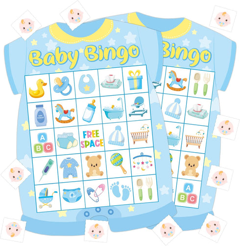 Baby Shower Bingo Games Boy - 24 Guests - Newborn Baby Bingo for Baby Shower Party Supplies