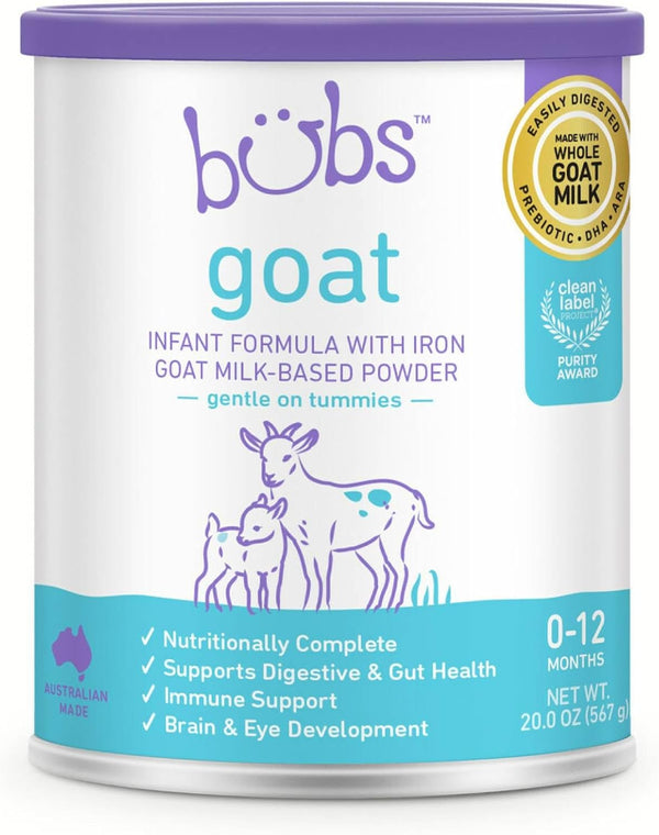 Bubs Whole Goat Milk Formula with Iron, Goat Milk-Based Powder, for Infants